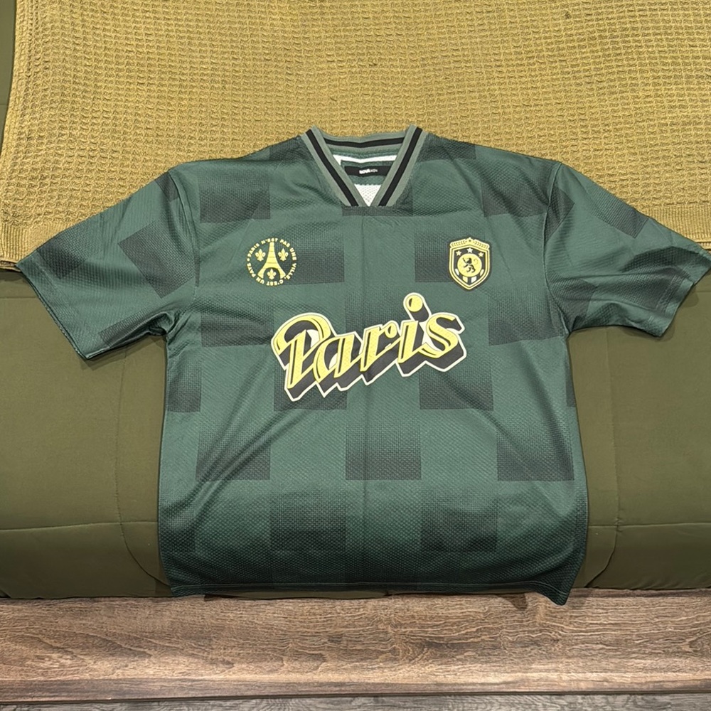 Checkered Paris Short Sleeve Soccer Jersey - Green/combo